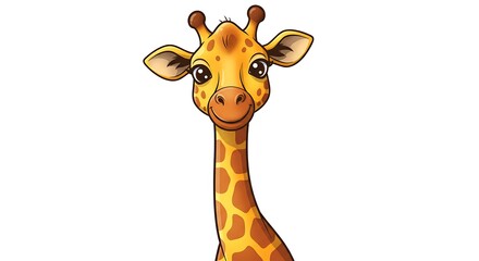 Obraz premium Cartoon Giraffe Smiling Cute Animal Illustration