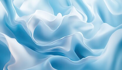 Fototapeta premium Delicate, flowing, light blue and white fabric
