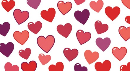 Heart Pattern Repeating Background with Red and Purple Tones