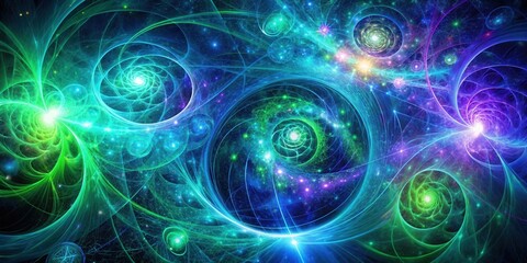 Obraz premium Cosmic Dance of Intertwined Galaxies, a Vibrant Nebula of Swirling Energy and Luminous Stardust