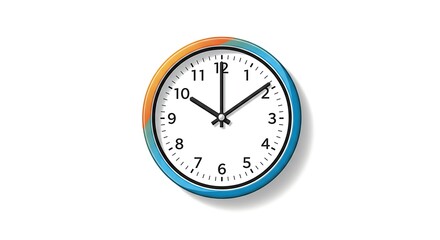 Clock Showing Time on White Background Illustration