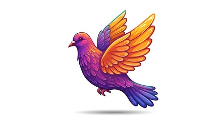 Obraz premium Flying Bird Illustration with Vibrant Colors on White Background