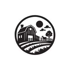 farm vector silhouette clip art logo design