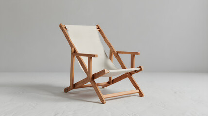 Isolated wooden furniture, a comfortable beach chair for summer relaxation on white