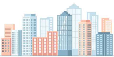 Obraz premium Urban landscape. Modern architectural flat style vector illustration. Vector cityscape background.