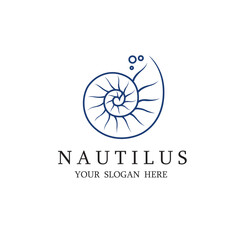 label of nautilus shell isolated on white background