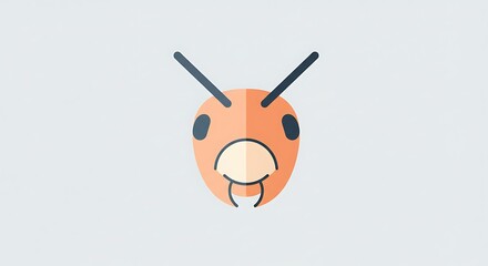 Obraz premium Ant Head Illustration with Antennae in Orange Color
