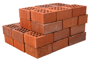 Stack of Red Bricks Isolated Transparent Background