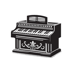 Melodic Traditions: A Beautiful Collection of Harmonium Vector Silhouettes Highlighting the Unique Shape, Rich Sound, and Cultural Significance of This Timeless Keyboard Instrument.
