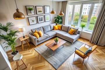 Modern Apartment Living Room Interior Design - Cozy Minimalist Sofa & Decor