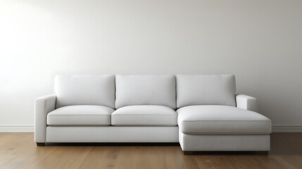 Bright Contemporary Interior: White Couch Against Neutral Backdrop, Minimalist Home Decor and Sophisticated Furnishings.