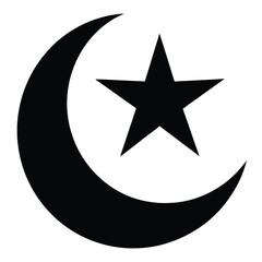 The Islamic Crescent Moon with a Star Symbol
