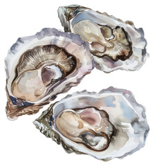 Naklejka premium PNG Watercolor oysters on white