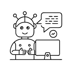 ai assistant icon, ai assistant line art - simple line art of ai assistant, perfect for ai assistant logos and icons