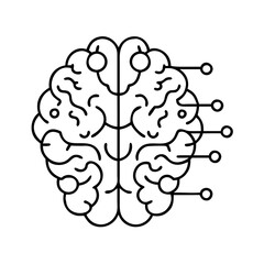 ai brain icon, ai brain line art - simple line art of ai brain, perfect for ai brain logos and icons