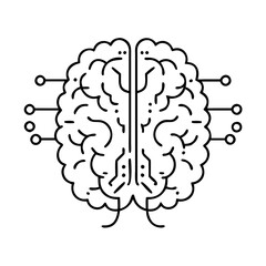 ai brain icon, ai brain line art - simple line art of ai brain, perfect for ai brain logos and icons