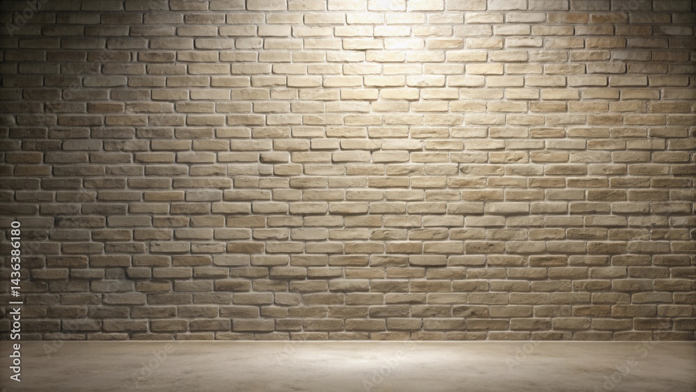 Aufkleber illuminated brick wall studio background with concrete floor ideal for product placement and design 