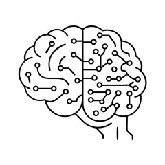 ai brain icon, ai brain line art - simple line art of ai brain, perfect for ai brain logos and icons