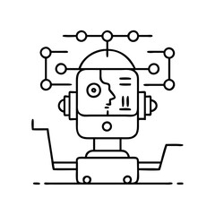 ai robot icon, ai robot line art - simple line art of ai robot, perfect for ai robot logos and icons
