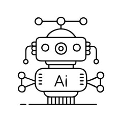 ai robot icon, ai robot line art - simple line art of ai robot, perfect for ai robot logos and icons