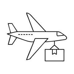 airplane shipping icon, airplane shipping line art - simple line art of airplane shipping, perfect for airplane shipping logos and icons