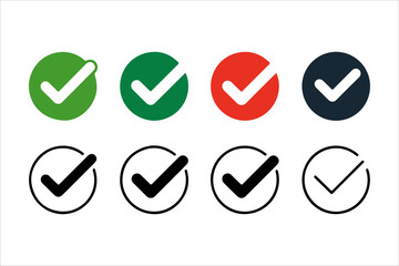 Notification Check Mark Color  Flat Line Icons 