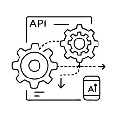 api integration icon, api integration line art - simple line art of api integration, perfect for api integration logos and icons