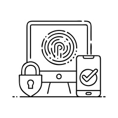 authentication icon, authentication line art - simple line art of authentication, perfect for authentication logos and icons