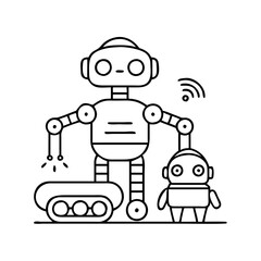 autonomous robots icon, autonomous robots line art - simple line art of autonomous robots, perfect for autonomous robots logos and icons