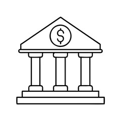 bank icon, bank line art - simple line art of bank, perfect for bank logos and icons