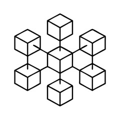 blockchain icon, blockchain line art - simple line art of blockchain, perfect for blockchain logos and icons