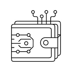blockchain wallet icon, blockchain wallet line art - simple line art of blockchain wallet, perfect for blockchain wallet logos and icons