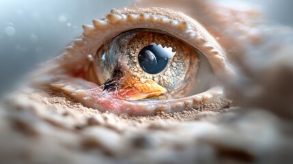 Close-up of a gecko's eye.  Detailed view of the eye, scales, and surrounding skin.  A glimpse into the animal's world