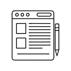 blog post icon, blog post line art - simple line art of blog post, perfect for blog post logos and icons