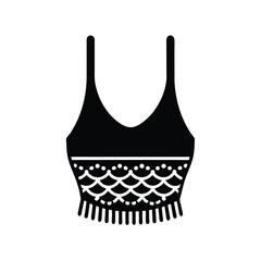 crochet crop top with fringe icon vector illustration