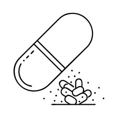 capsule with powder icon, capsule with powder line art - simple line art of capsule with powder, perfect for capsule with powder logos and icons
