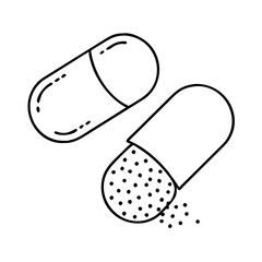 capsule with powder icon, capsule with powder line art - simple line art of capsule with powder, perfect for capsule with powder logos and icons