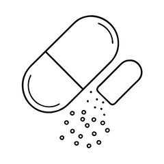 capsule with powder icon, capsule with powder line art - simple line art of capsule with powder, perfect for capsule with powder logos and icons