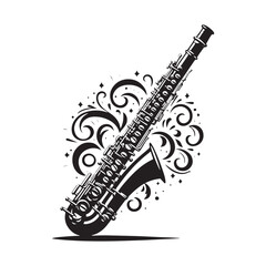 Naklejka premium Graceful Woodwind: A Captivating Collection of Oboe Vector Silhouettes Highlighting the Sleek Shape, Rich Sound, and Timeless Beauty of This Classic Woodwind Instrument.
