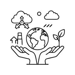 carbon neutrality icon, carbon neutrality line art - simple line art of carbon neutrality, perfect for carbon neutrality logos and icons