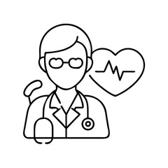 cardiologist icon, cardiologist line art - simple line art of cardiologist, perfect for cardiologist logos and icons