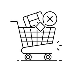 cart abandonment icon, cart abandonment line art - simple line art of cart abandonment, perfect for cart abandonment logos and icons © Sayem