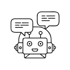 chatbot icon, chatbot line art - simple line art of chatbot, perfect for chatbot logos and icons