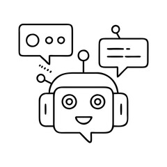 chatbot icon, chatbot line art - simple line art of chatbot, perfect for chatbot logos and icons