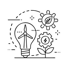 clean energy innovation icon, clean energy innovation line art - simple line art of clean energy innovation, perfect for clean energy innovation logos and icons