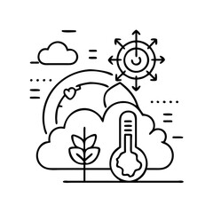 climate tech icon, climate tech line art - simple line art of climate tech, perfect for climate tech logos and icons