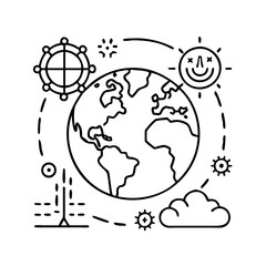 climate tech icon, climate tech line art - simple line art of climate tech, perfect for climate tech logos and icons