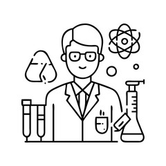 clinical researcher icon, clinical researcher line art - simple line art of clinical researcher, perfect for clinical researcher logos and icons