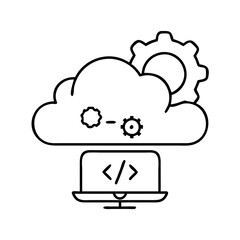 cloud development icon, cloud development line art - simple line art of cloud development, perfect for cloud development logos and icons