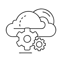 cloud development icon, cloud development line art - simple line art of cloud development, perfect for cloud development logos and icons